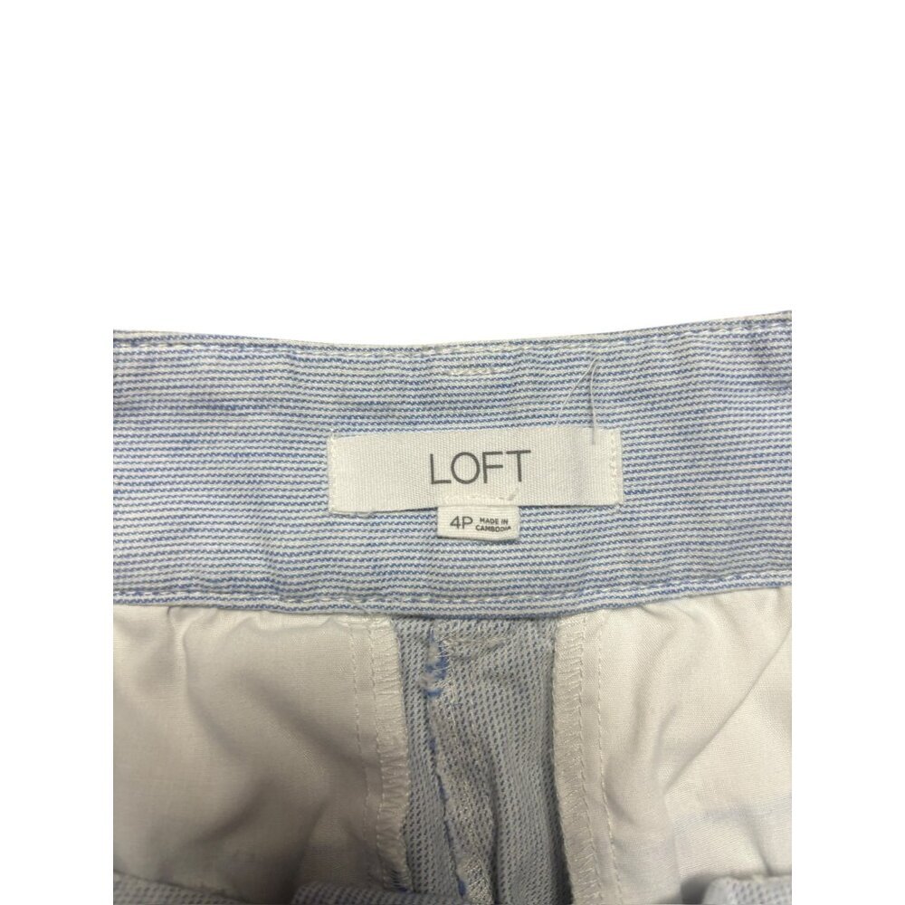 Loft Women's White & Blue Stripped Wide Leg Pants - Picture 3 of 6